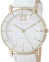 Anne Klein Women's AK/1058WTWT Leather Gold-Tone White Watch