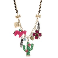 Betsey Johnson Flights of Fancy CACTUS CHARM NECKLACE PENDANT, Goldtone