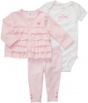 Carter's 3-Piece Ruffle Cardigan Set - Light Pink Stripe-18 Months