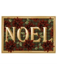 French for Christmas, Shaw's Noel rug features a simple message accented by gorgeous red poinsettias. Perfect for an entryway or common area, this rug spreads good cheer all season long. Constructed of recyclable nylon, the rug adds a wonderful look to your decor without the extra impact on mother nature.