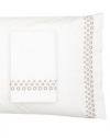 Vera Wang Bedding Ribbon Stripe KING Eyelet Embroidered Pillowcases