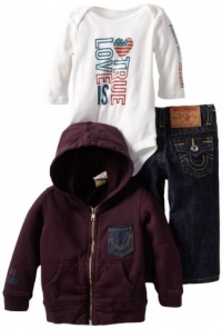 True Religion Baby-Girls Infant Baby 3 Piece Gift Box Set, Blackberry, 12-18 Months