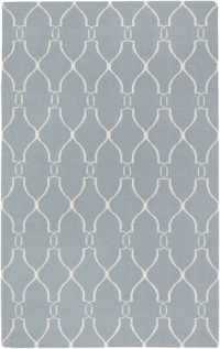 5' x 8' Rectangular Surya Area Rug by Jill Rosenwald FAL1005-58 Foggy Blue/Ivory Color Flatwoven in India Fallon Collection