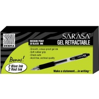 Zebra Pen Sarasa Retractable Gel, 20 black, 2 red, 2 blue Pack Bonus Box (14680)