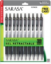 Zebra Pen, Sarasa Gel Retractable Pen, Medium, 0.7mm, Black Ink, 10-Count (46871)