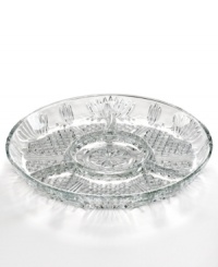 Set a dazzling table with Bormioli Rocco's Selecta appetizer platter. Ornate cut glass sectioned for crudites, dips, candy and more lends old-world brilliance to any setting.