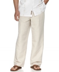 Light, comfortable and casual, this drawstring pant offers the perfect style for relaxed, summertime get-togethers.