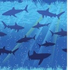 Creative Converting Shark Splash Plastic Tablecover, Rectangle, 54 x 108