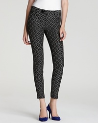 Paired with pumps and a blazer, Nanette Lepore's slender jacquard pants infuse your work wardrobe with graphic impact.