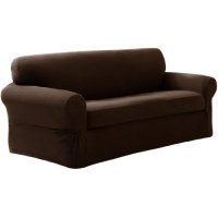 Maytex Pixel Stretch 2-Piece Slipcover Loveseat, Chocolate