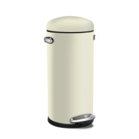 simplehuman Round Retro Step Trash Can, Cream Steel, 30-Liter / 8-Gallon