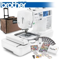 Brother LB-6800PRW Project Runway Computerized Sewing Embroidery Machine w/ USB Port and Grand Slam II Package Includes 65 Embroidery Threads with Snap Spools + Prewound Bobbins + Cap Hoop + Stabilizer + 15,000 Embroidery Designs + Scissors ($1,170 Value)