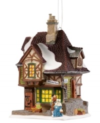 Londoners come in from the cold and warm up with a whiskey at Melancholy Tavern, a traditional English pup beloved by many from A Christmas Carol. Hang it in your tree or group with other Dickens Village miniatures from Department 56.