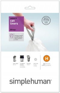 simplehuman Custom Fit Trash Can Liner H, 30-35 Liters / 8-9 Gallons, 20-Count (Pack of 4)