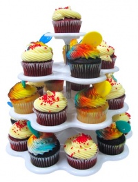 Imperial 4 Tier Plastic Cupcake / Dessert Stand - Up to 24 Cupcake Holder Stand White