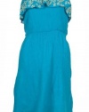 Aqua Embroidered Ruffle Sun Dress Turquoise L [Apparel] [Apparel] [Apparel]