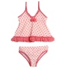 Absorba Toddler Girls 2 Piece Pink Red Polka Dot Tankini Swimsuit