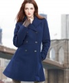 Flared and full-on fabulous, Anne Klein's chic petite empire-waist coat makes bundling up a pleasure!