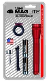 MAGLITE M2A03C AA Mini Maglite Flashlight Combo Pack, Red