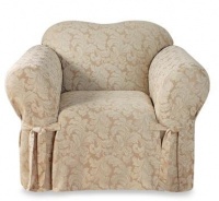 Sure Fit Scroll 1-Piece Chair Slipcover, Champagne