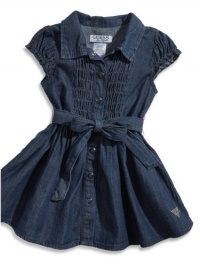 GUESS Kids Girls Baby Girl Denim Dress with Bloomers (12-, MEDIUM STONE (24M)