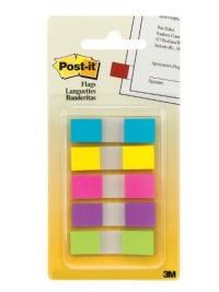 Post-it Flags with On-the-Go Dispenser, Assorted Bright Colors, 1/2-Inch Wide, 100/Dispenser, 1-Dispenser/Pack