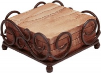 Impressions Square Scroll Brown Wrought Iron Coaster Holder - Style H50