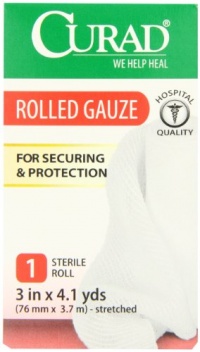 Curad Rolled Gauze, 3 Inches X 4.1 Yards (Pack of 4)