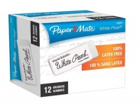 Paper Mate White Pearl Latex Free Erasers, 12 Erasers