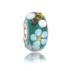 Bling Jewelry Silver Teal Bumble Bee Flower Murano Glass Bead Fits Pandora