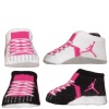 Nike Air Jordan Newborn Infant Baby Booties Socks Size 0-6 Months Pink Black and White Embroidered Jordan Jumpman 23 Logo Baby Gift Set