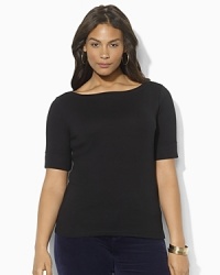 A chic boat neckline infuses the classic cotton jersey tee with breezy, relaxed style.