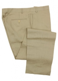 Calvin Klein Mens Flat Front Solid Tan Linen Dress Pants