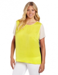 DKNYC Women's Plus-Size Blouse With Tech Crepe Sides