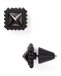 Bold cubic zirconia stones punctuate these matte black Rebecca Minkoff stud earrings, lending a modern edge to the it-girl's day-to-out-all night look.