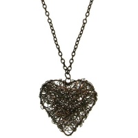 Wire Wrapped Heart Necklace, in Hematite