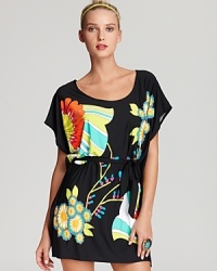 Lounge about in an elegant Trina Turk coverup tunic, highlighted with a pretty palette and graphic print.