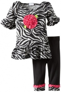 Sweet Heart Rose Baby-Girls Infant Zebra Print Legging Set, Black/Grey, 24 Months