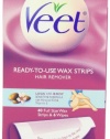 Veet Wax Strips Leg And Body Sensitive Formula With Almond Oil & Vitamin E, 40-Count