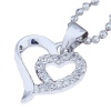 Rarelove Sterling Silver White Diamond Crystal Double Open Heart Pendant Necklace