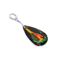 Sterling Silver Teardrop Shaped Vitrail Crystal 1.5 inch Long Pendant Made with Swarovski Elements