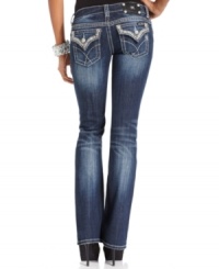 Studs add edge to these Miss Me bootcut jeans, perfect for a rock-chic look!