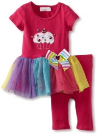 Bonnie Baby Girls Infant Fuchsia Cupcake Legging Set, Multi, 18 Months