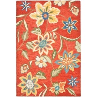 Safavieh Blossom Collection BLM673A Handmade Rust and Multi Hand Spun Wool Area Rug, 8-Feet by 10-Feet