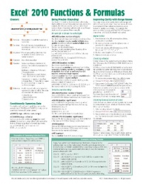 Microsoft Excel 2010 Functions & Formulas Quick Reference Guide (4-page Cheat Sheet focusing on examples and context for intermediate-to-advanced functions and formulas- Laminated Guide)