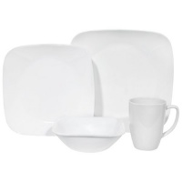 Corelle Square 16-Piece Dinnerware Set, Service for 4, Pure White