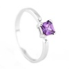 Sterling Silver Princess Cut February Amethyst Birthstone Child Ring