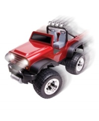 Taking racing to the next level with the RC Jeep! The extra bright LED lights flash for fun driving at night and two frequencies makes it fun to race with friends.