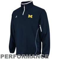 NCAA adidas Michigan Wolverines Primary Logo Sideline Quarter Zip Performance Jacket - Navy Blue