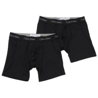 Calvin Klein Men's Microfiber Stretch 2 Pack Boxer Brief, Black, Medium